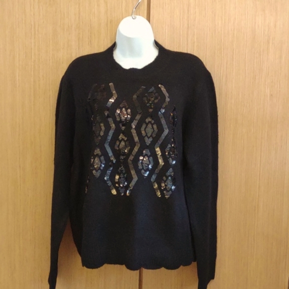 +SZ NWT LS BLK Sequin Sweater SZ 2X BY Blue Sol - Picture 1 of 9